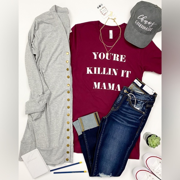 NWT Zenana Women’s Thigh-Length Snap Button Cardigan, Heathered Gray - Picture 4 of 6